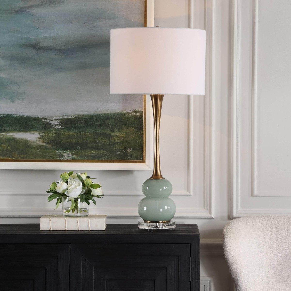 Sanctuary Green Gray Table Lamp - Uttermost - Table Lamps by Modest Hut