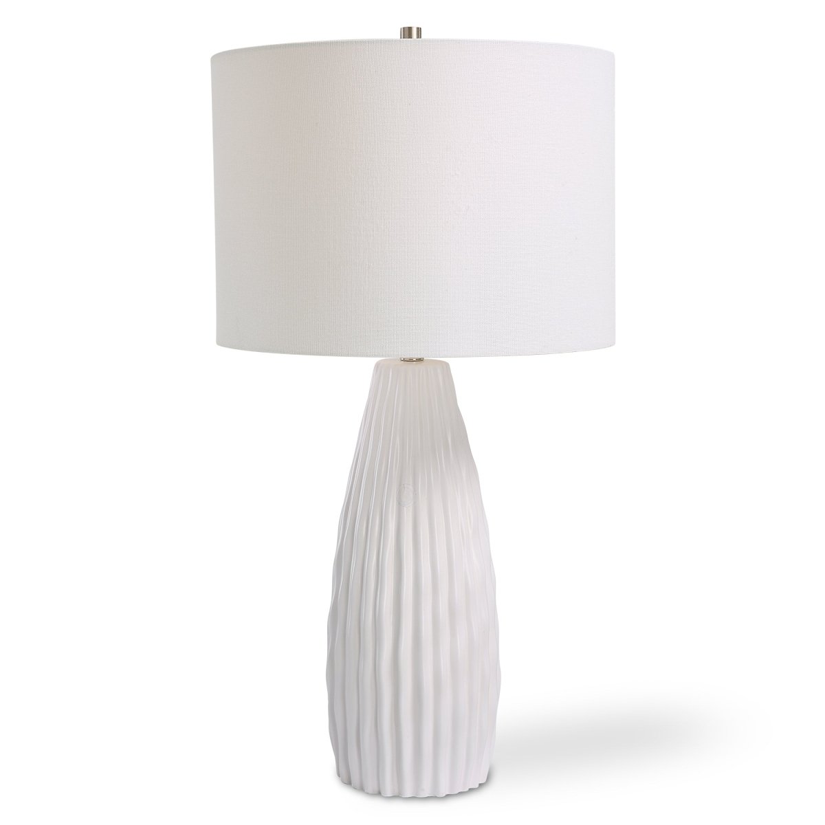 Satin White Textured Ceramic Table Lamp - Uttermost - Table Lamps by Modest Hut