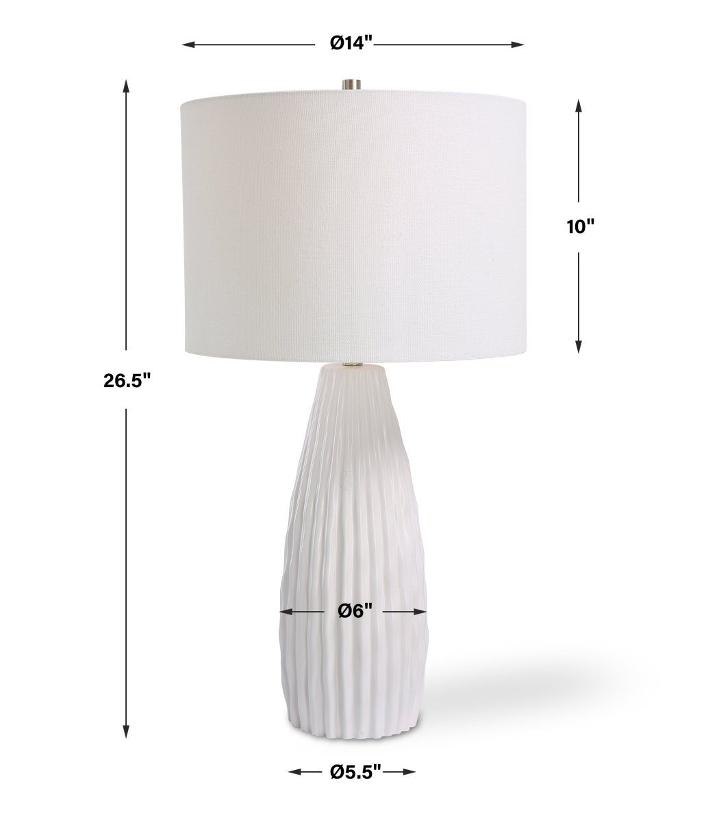 Satin White Textured Ceramic Table Lamp - Uttermost - Table Lamps by Modest Hut