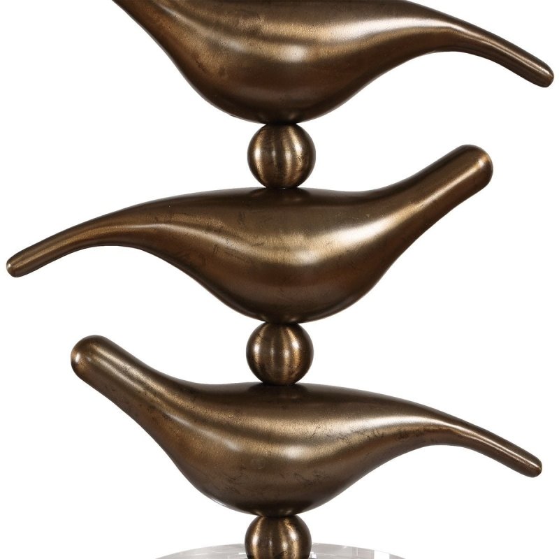 Detail view of the Sing Song Golden Bronze Bird Table Lamp finish and construction image 8