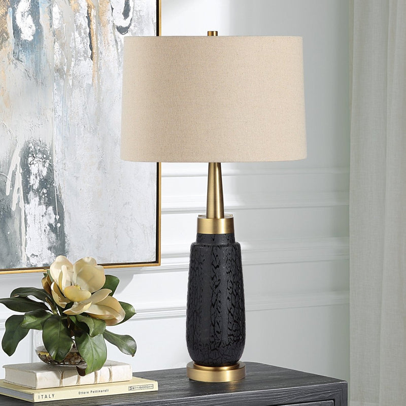 Spyglass Black Wood Grain Table Lamp - Uttermost - Table Lamps by Modest Hut