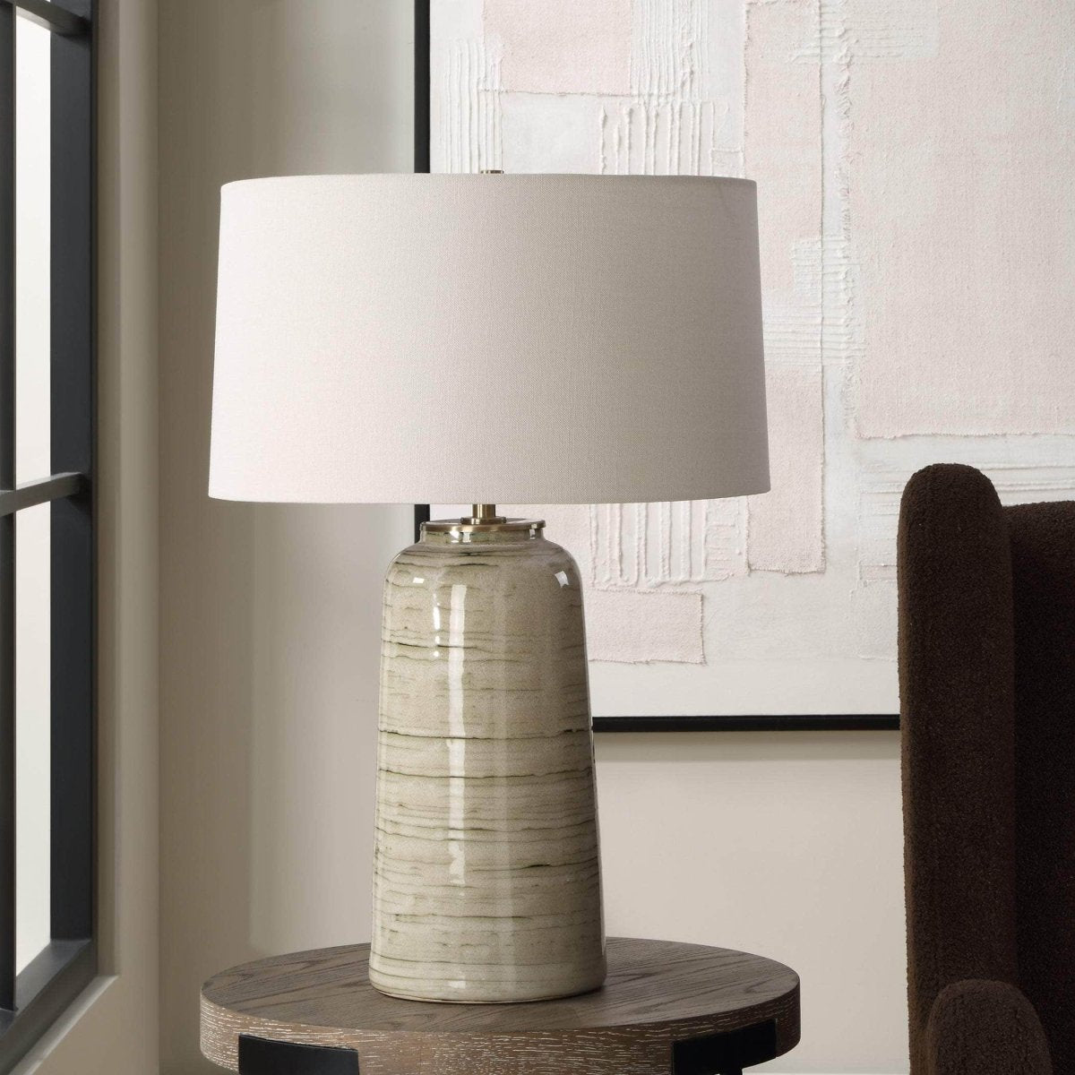 Strata Tan Glaze Table Lamp - Uttermost - Table Lamps by Modest Hut