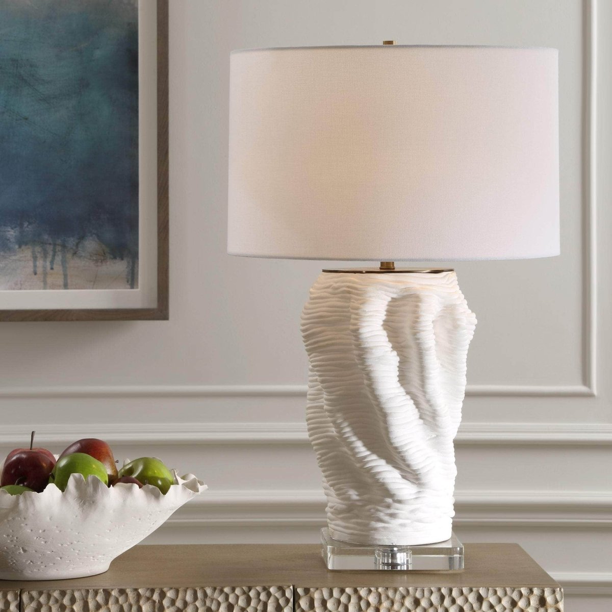 Stratified White Table Lamp - Uttermost - Table Lamps by Modest Hut