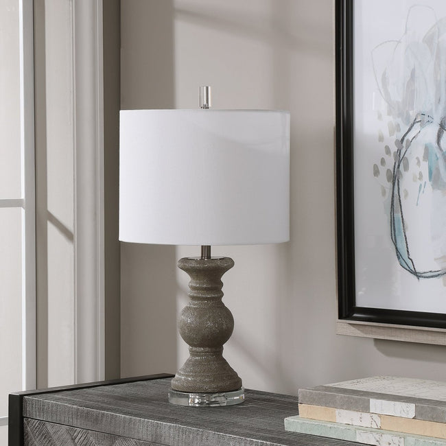 Textured Metallic Stone Gray Ceramic Lamp - Uttermost - Table Lamps by Modest Hut