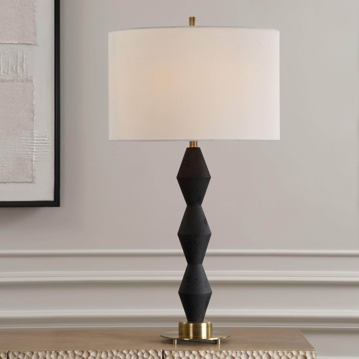 Threefold Black Stone Table Lamp - Uttermost - Table Lamps by Modest Hut