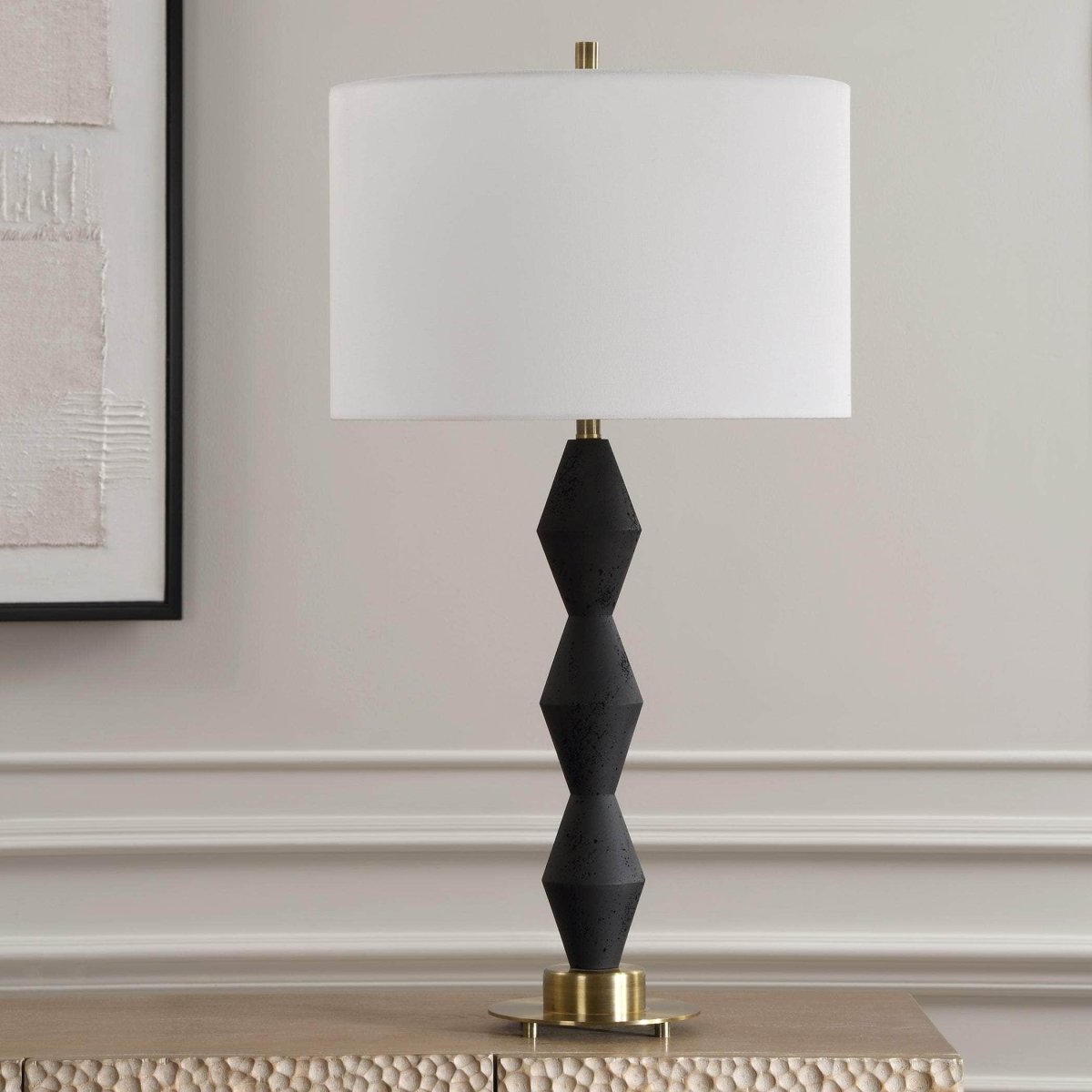 Threefold Black Stone Table Lamp - Uttermost - Table Lamps by Modest Hut