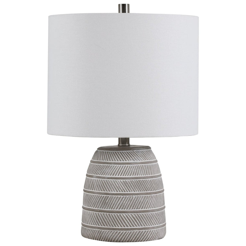 White Etched Concrete Table Lamp - Uttermost - Table Lamps by Modest Hut