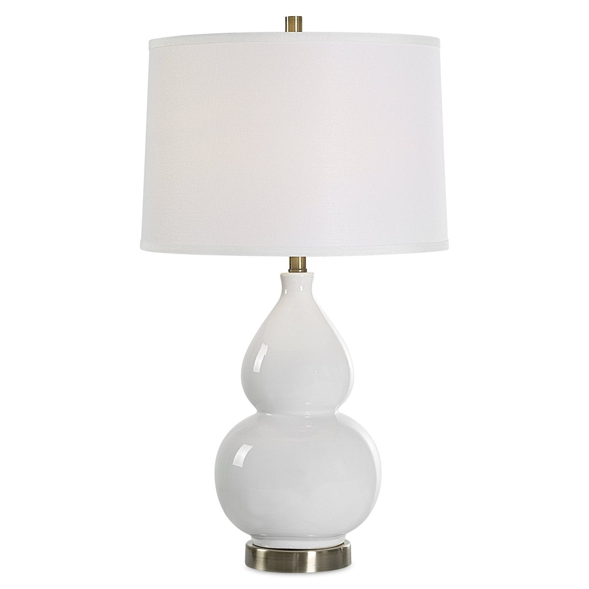 White Gourd Ceramic Table Lamp with Brass Accents - Uttermost - Table Lamps by Modest Hut