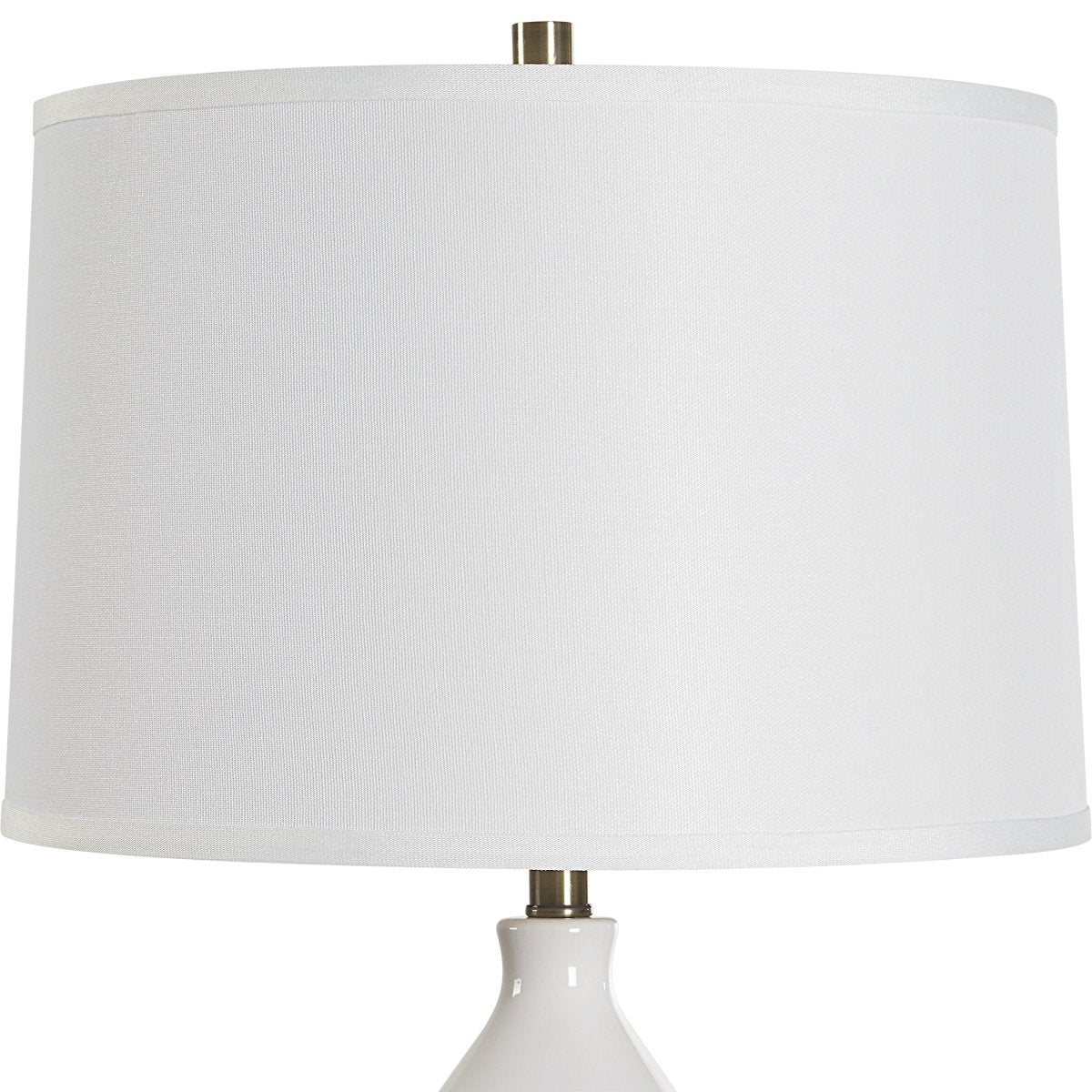 White Gourd Ceramic Table Lamp with Brass Accents - Uttermost - Table Lamps by Modest Hut