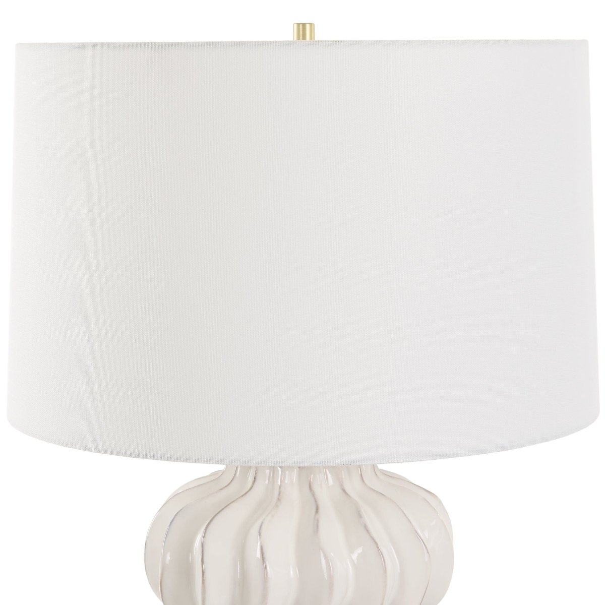 Wrenley Ridged White Table Lamp - Uttermost - Table Lamps by Modest Hut