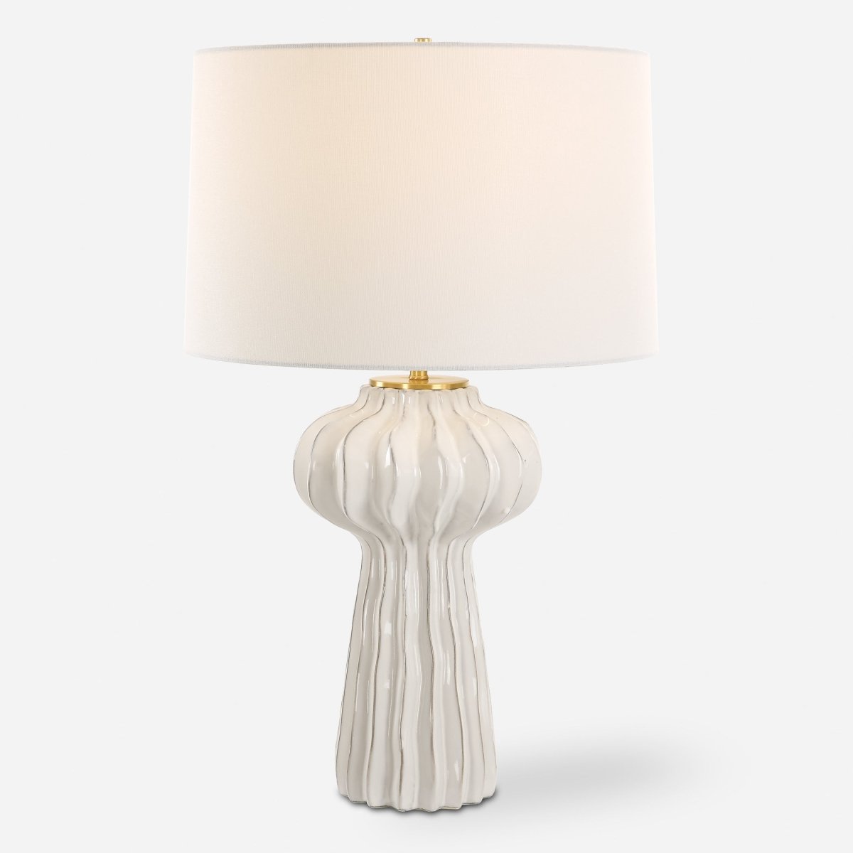 Wrenley Ridged White Table Lamp - Uttermost - Table Lamps by Modest Hut