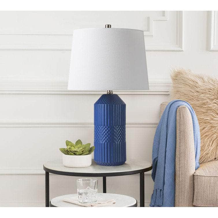 Woodlynne 24.5"H Modern Geometric Ceramic Table Lamp w/ LED Bulb for Urban Living Room Bedroom Uttermost