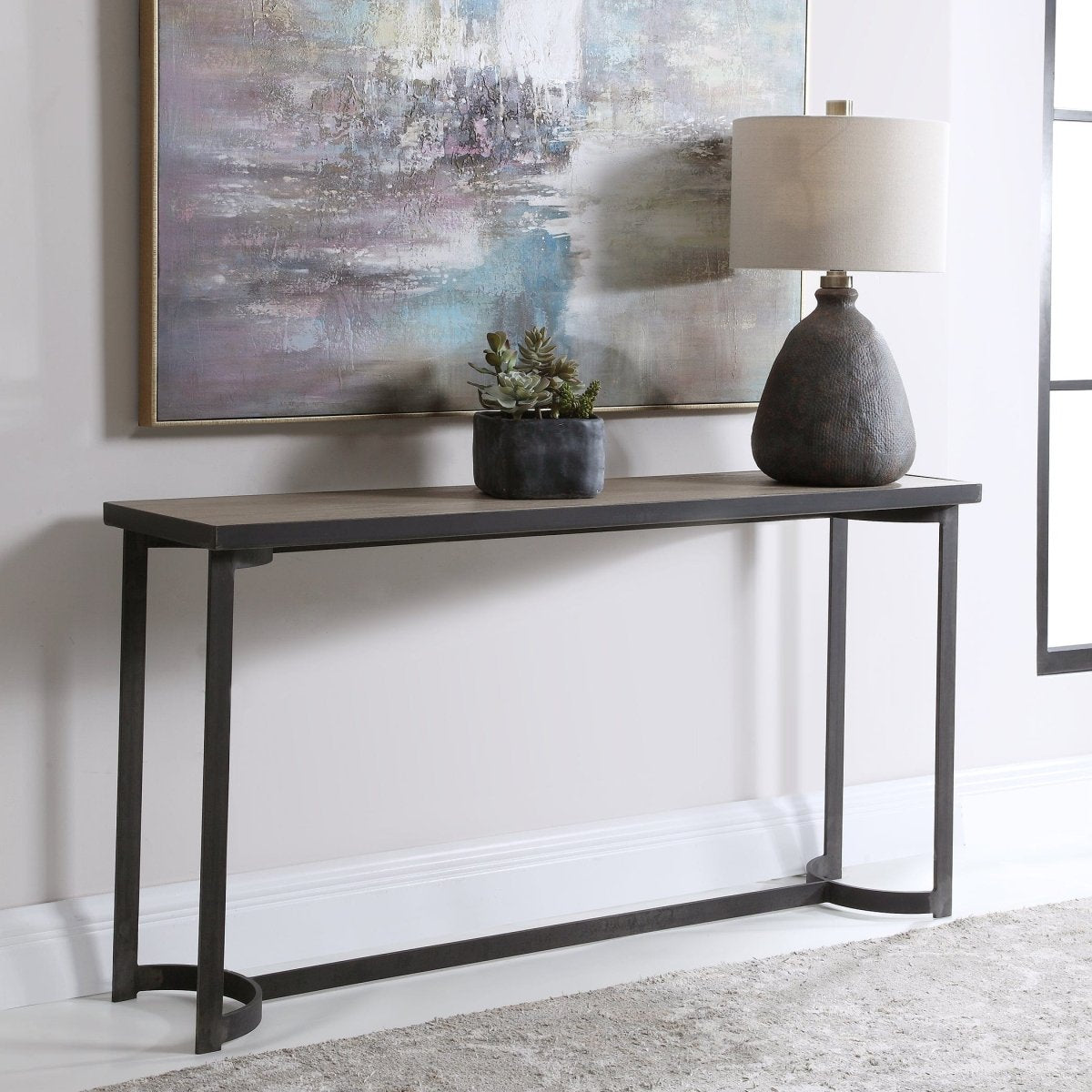 Basuto Steel Console Table - Uttermost - Tables by Modest Hut