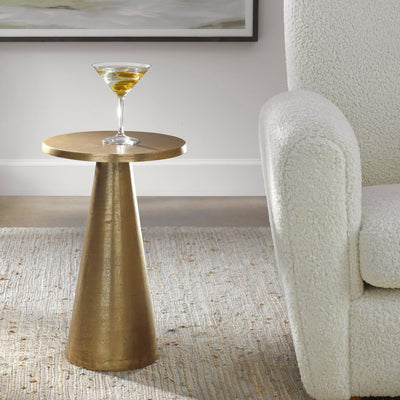 Brass Pedestal Table with Rounded Edges - Uttermost - Tables by Modest Hut