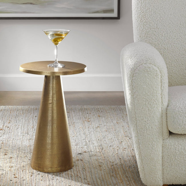 Brass Pedestal Table with Rounded Edges - Uttermost - Tables by Modest Hut