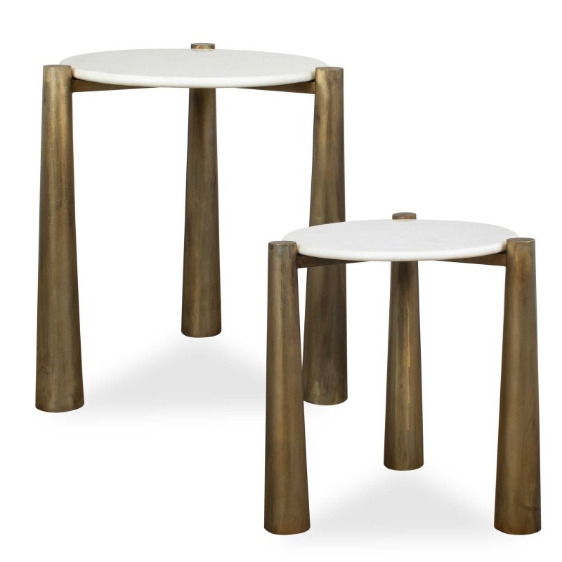 Claridge White Marble Nesting Tables Set/2 - Tables