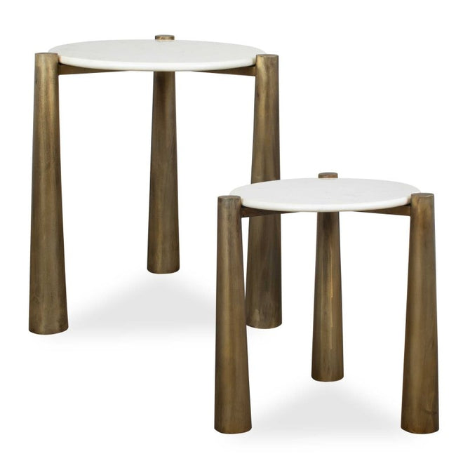Claridge White Marble Nesting Tables Set/2 - Tables