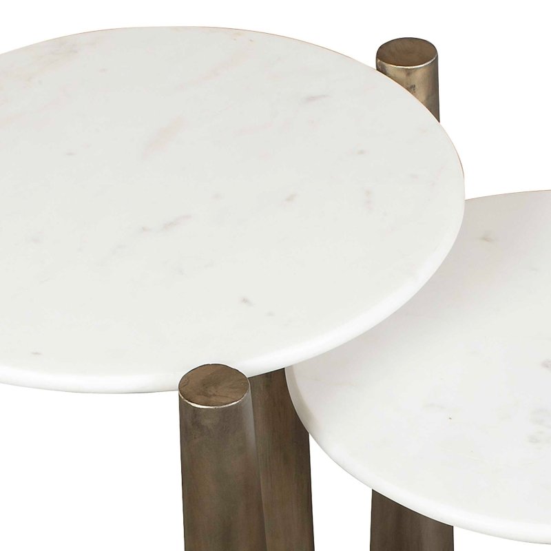 Claridge White Marble Nesting Tables Set/2 - Tables