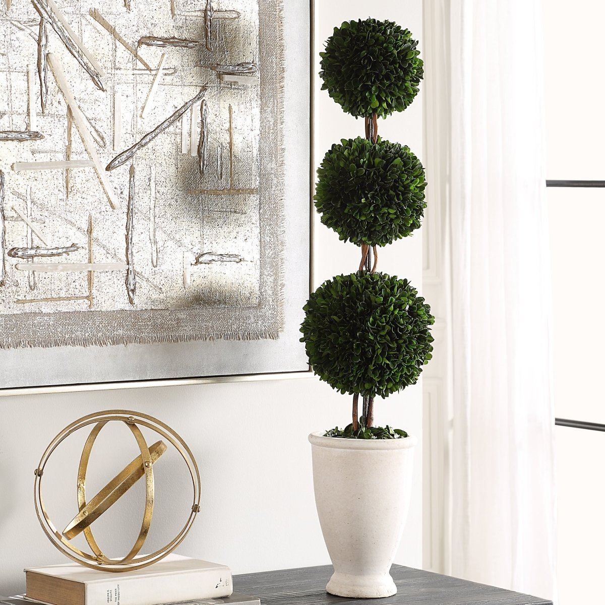 Preserved Boxwood Triple Topiary - Uttermost - Topiary by Modest Hut