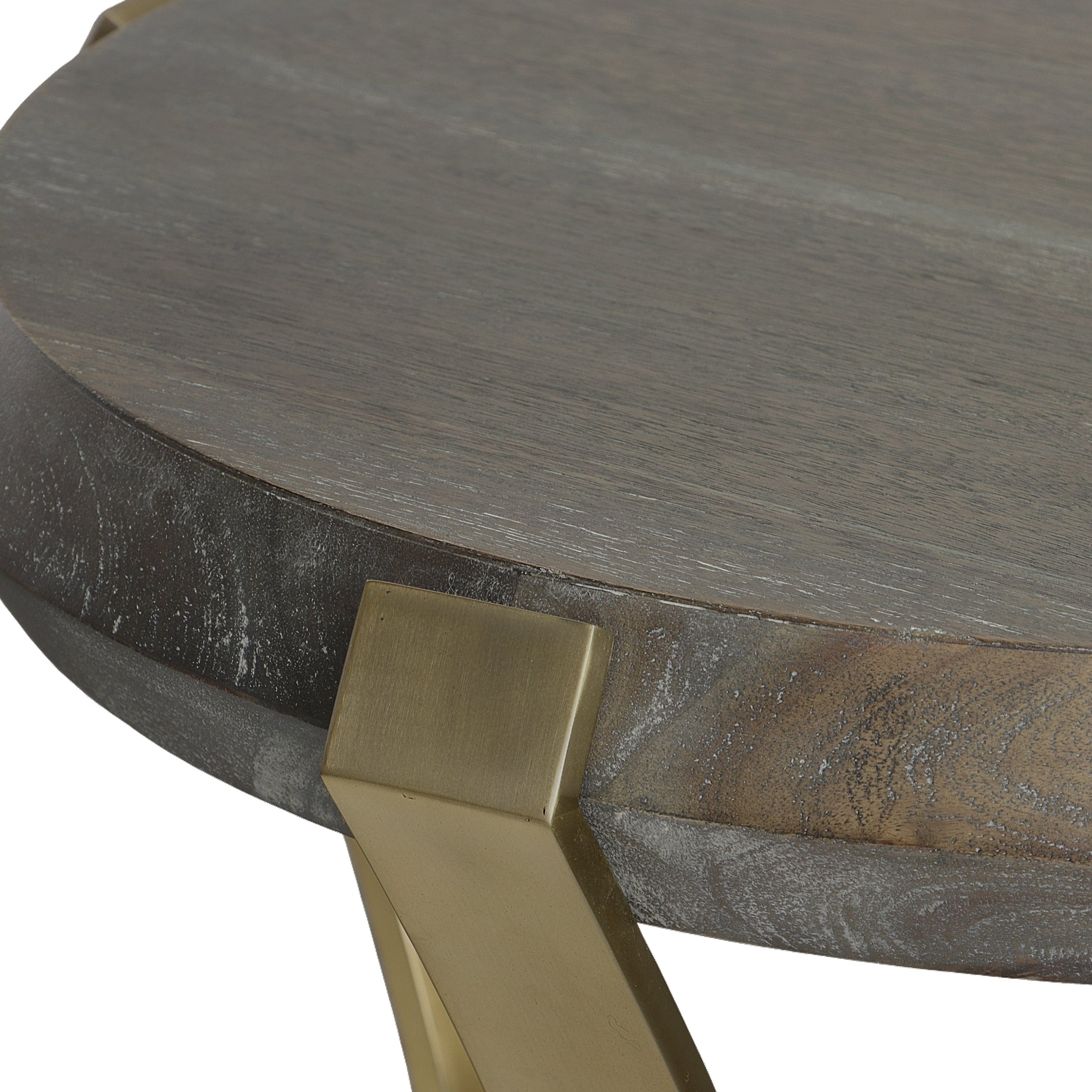 Unite Brass Leg Wood Side Table Uttermost