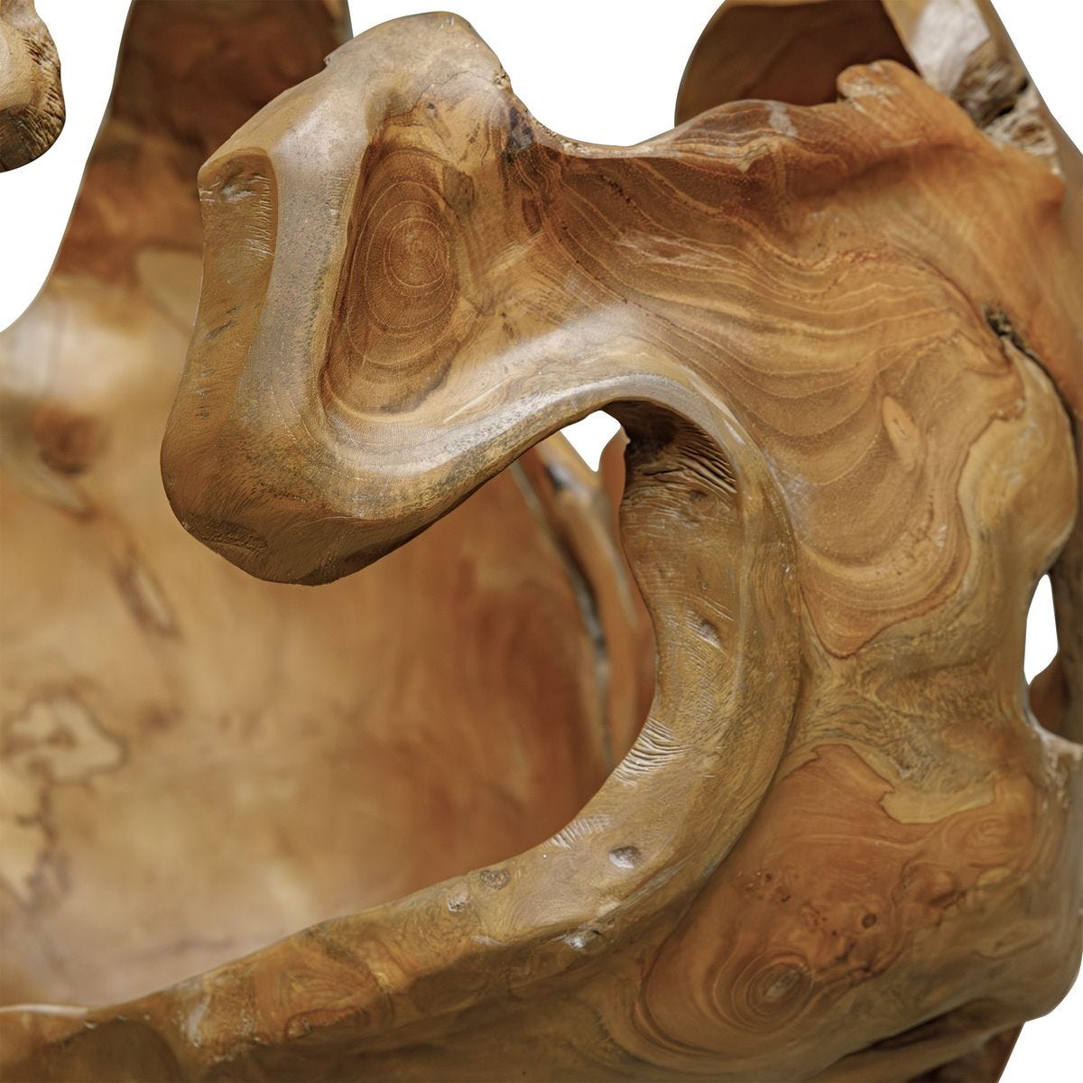 Close-up of the Arbor Crest Teak Indoor-Outdoor Decorative Bowl material and finish
