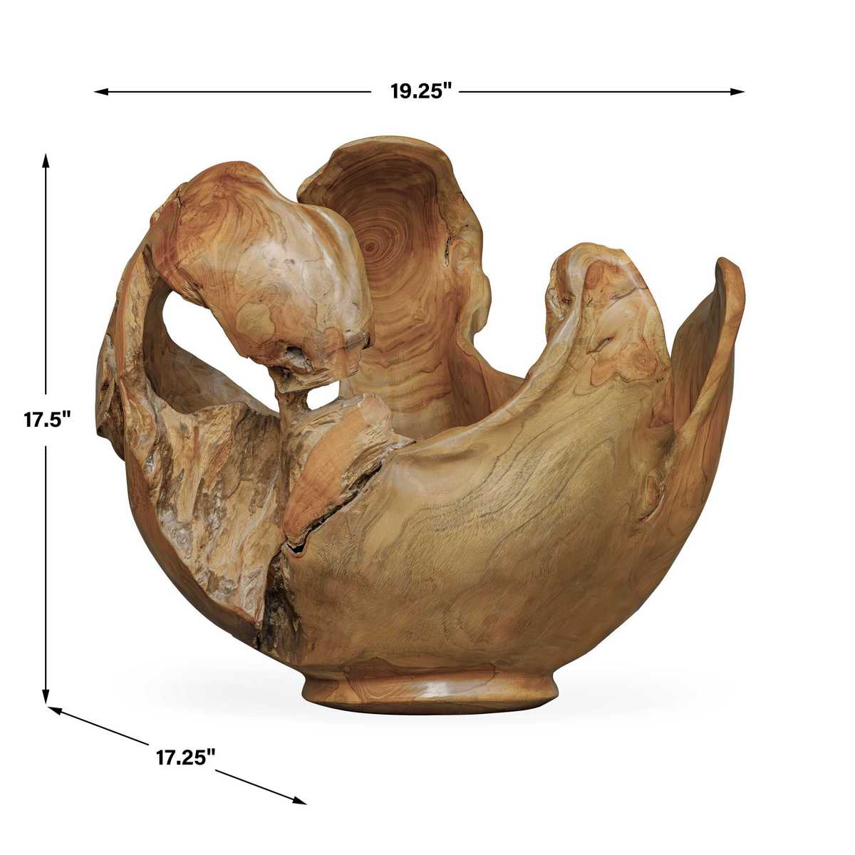 Dimension guide for the Arbor Crest Teak Indoor-Outdoor Decorative Bowl decorative bowl