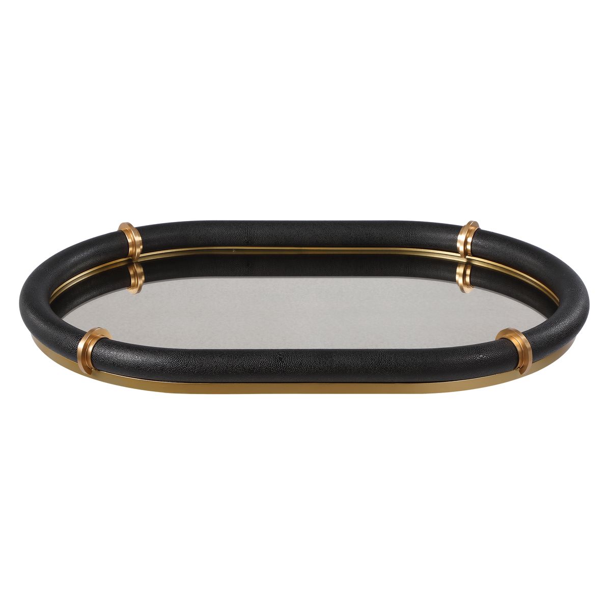 Cyprus Black Faux Shagreen Oval Tray decorative tray by Uttermost