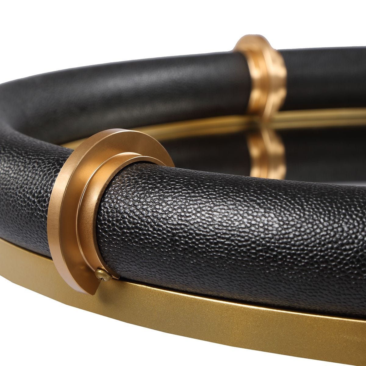 Additional detail view of the Cyprus Black Faux Shagreen Oval Tray