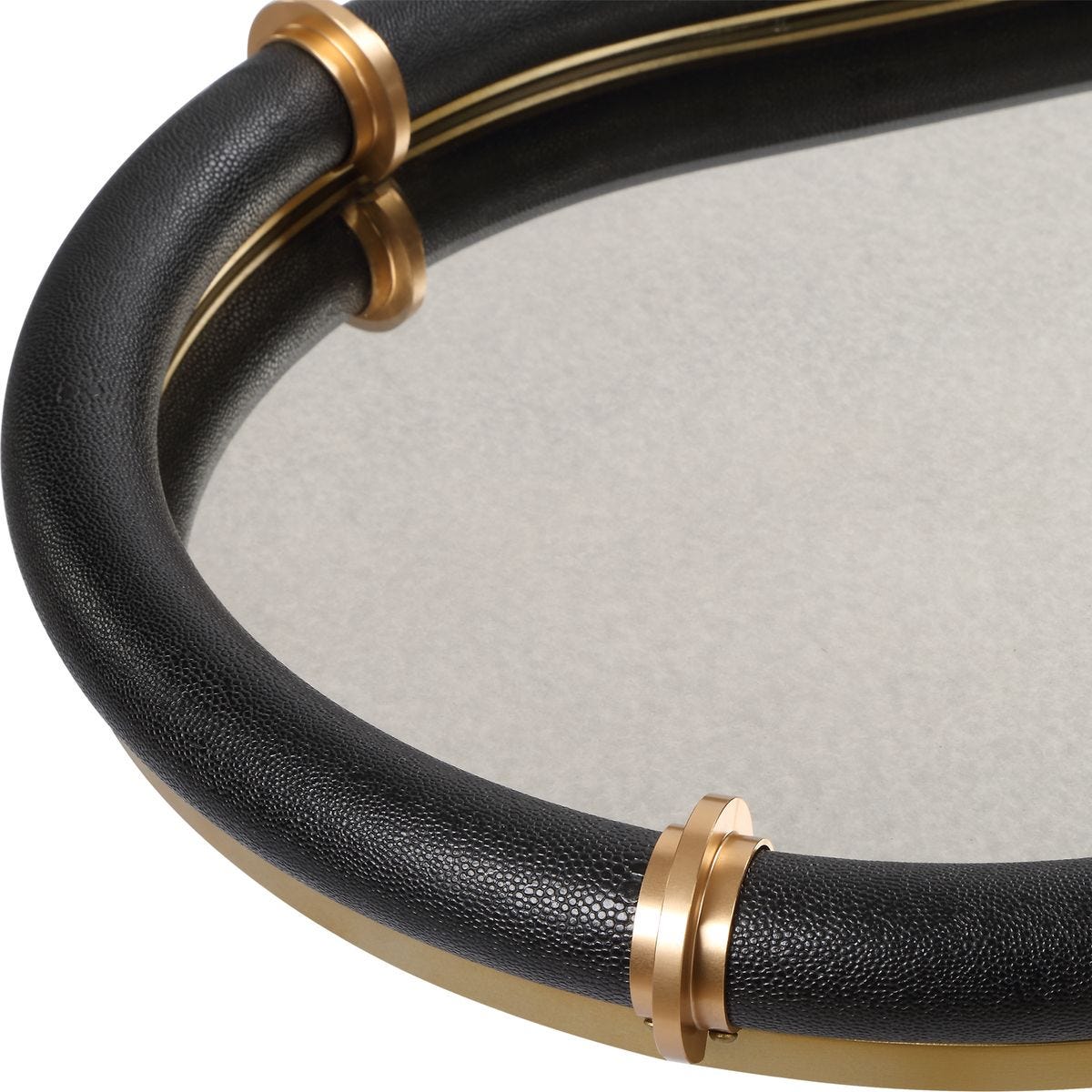 Close-up of the Cyprus Black Faux Shagreen Oval Tray material and finish