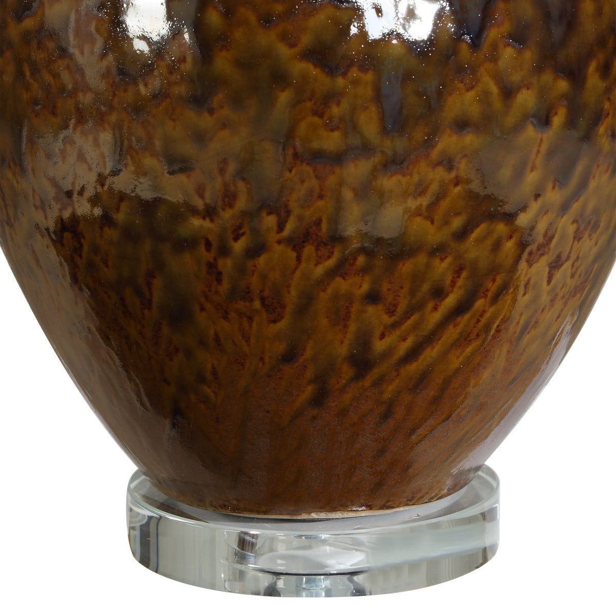 Close-up of the Rye Rust Brown and Green Ceramic Table Lamp material and finish