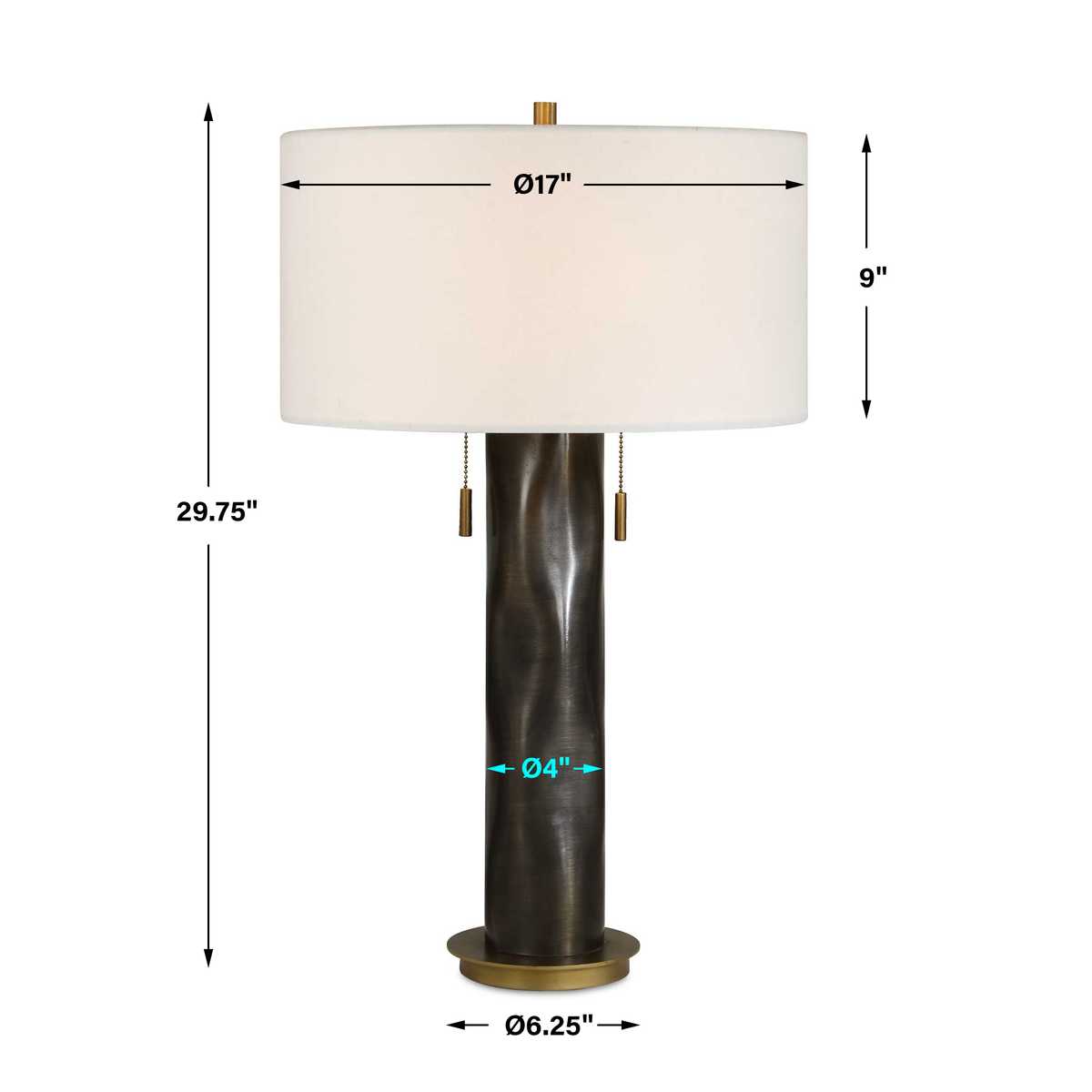 Dimension guide for the Carmine Dark Bronze Aluminum Table Lamp table lamp