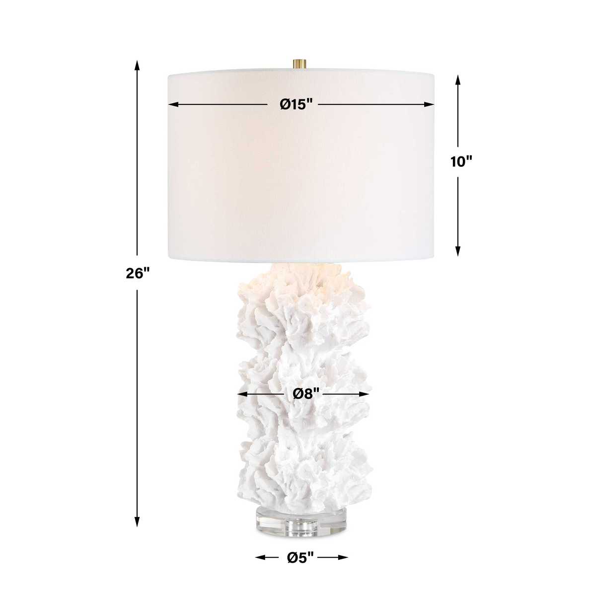 Dimension guide for the Cambre White Coral Texture Table Lamp table lamp