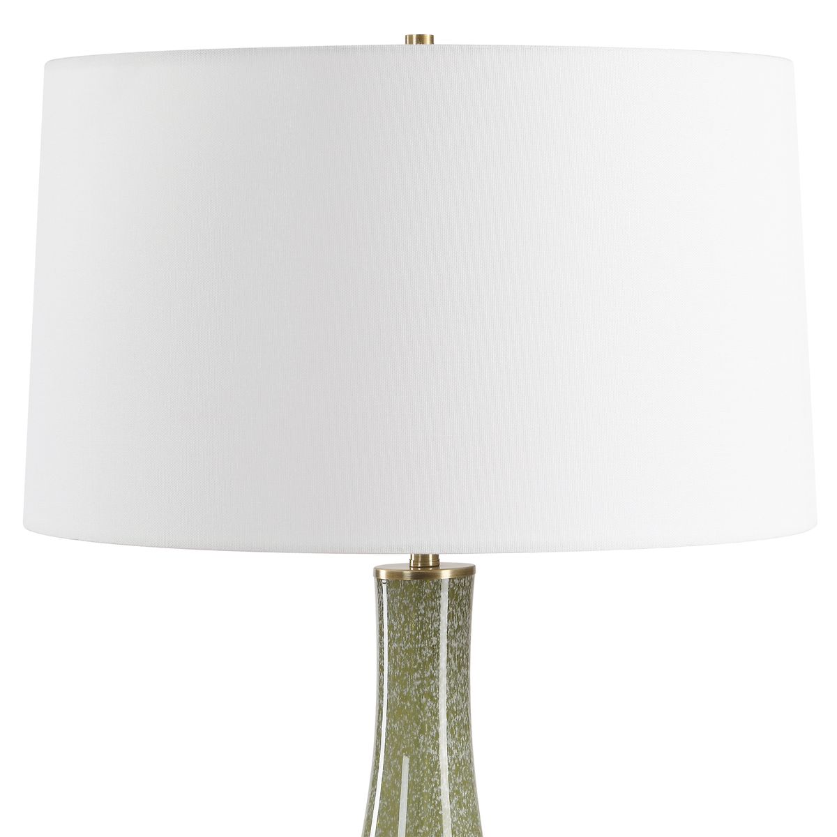 Alternate angle of the Marist Green Art Glass Table Lamp by Uttermost