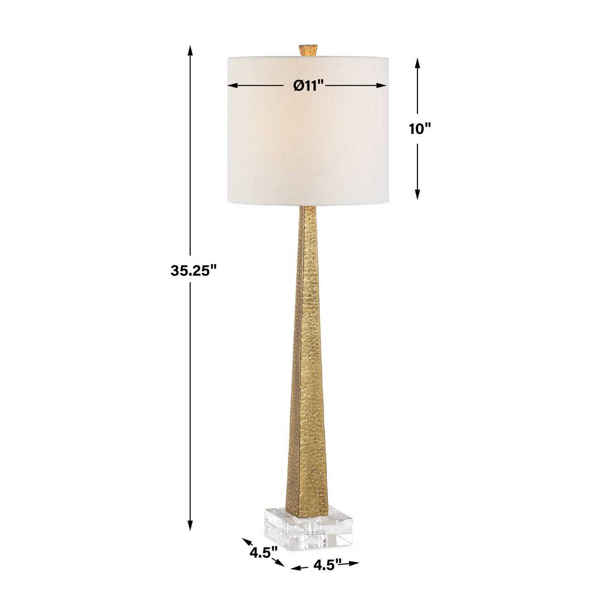 Dimension guide for the Midas Gold Iron Buffet Lamp buffet lamp