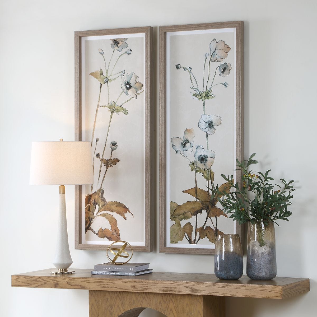 Side view of the Garden Study Blue Floral Framed Prints S/2 by Uttermost