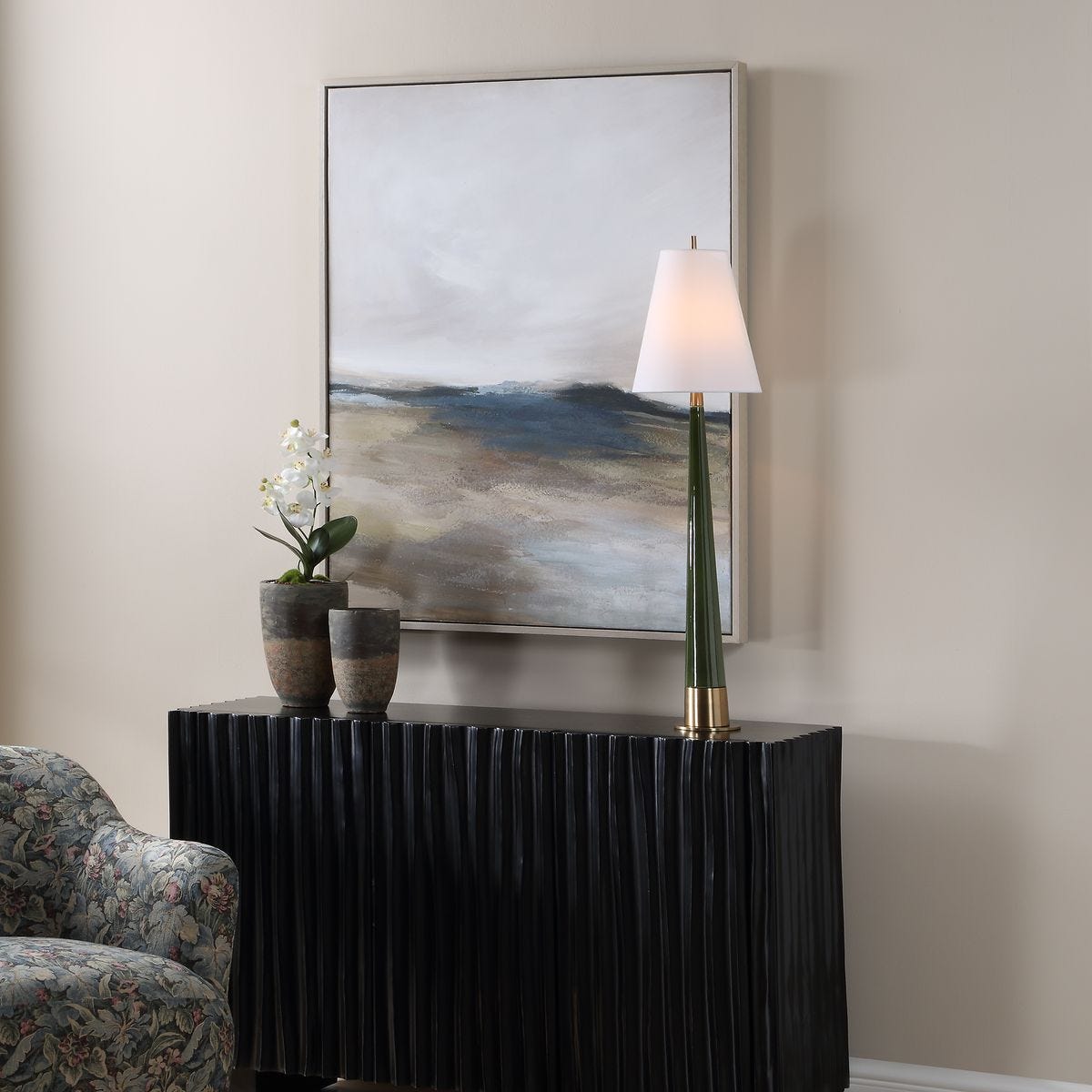 Side view of the Prairie's Edge Framed Landscape Canvas by Uttermost