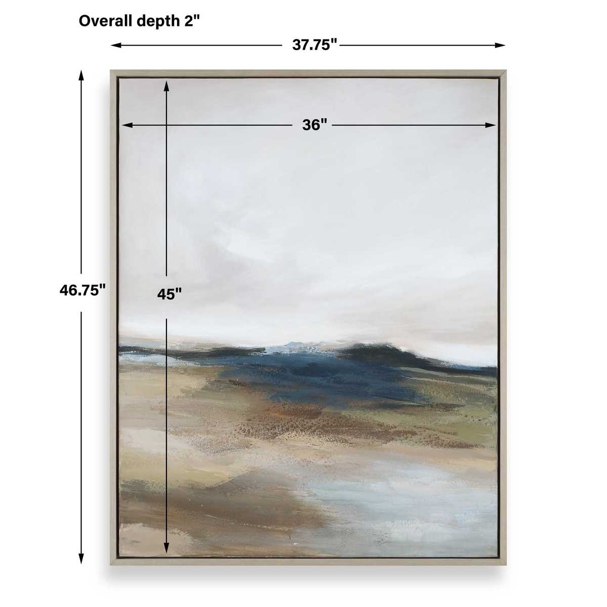 Dimension guide for the Prairie's Edge Framed Landscape Canvas framed canvas
