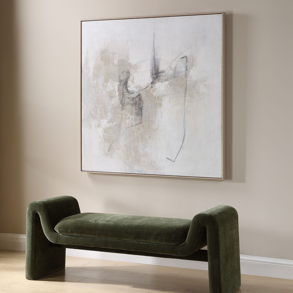 Side view of the Still Crossing Abstract Framed Canvas by Uttermost
