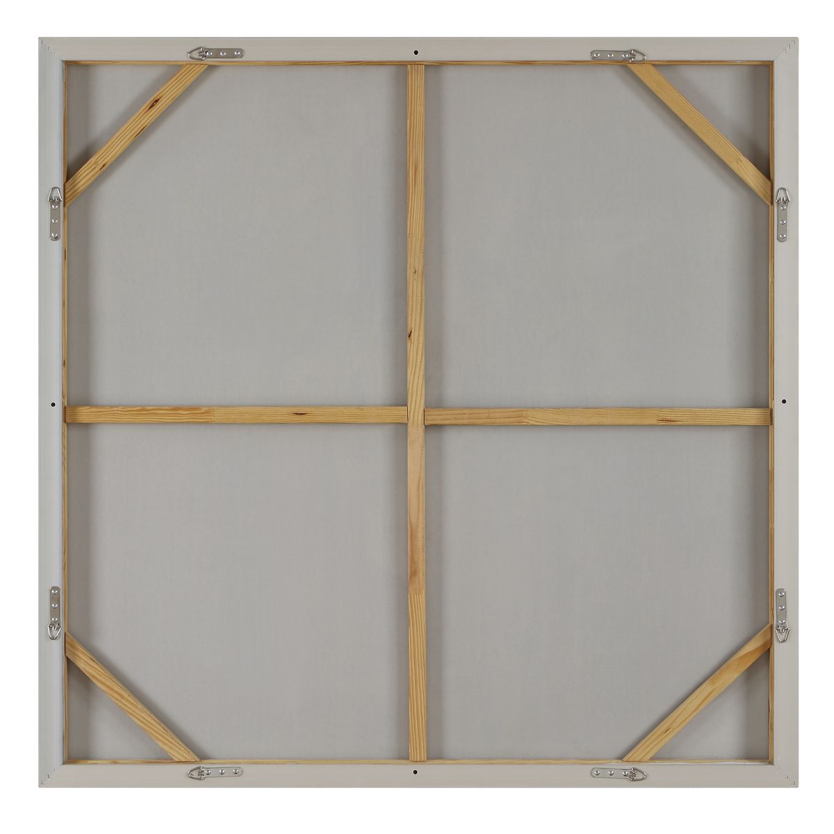 Back view of the Still Crossing Abstract Framed Canvas showing construction or hanging hardware