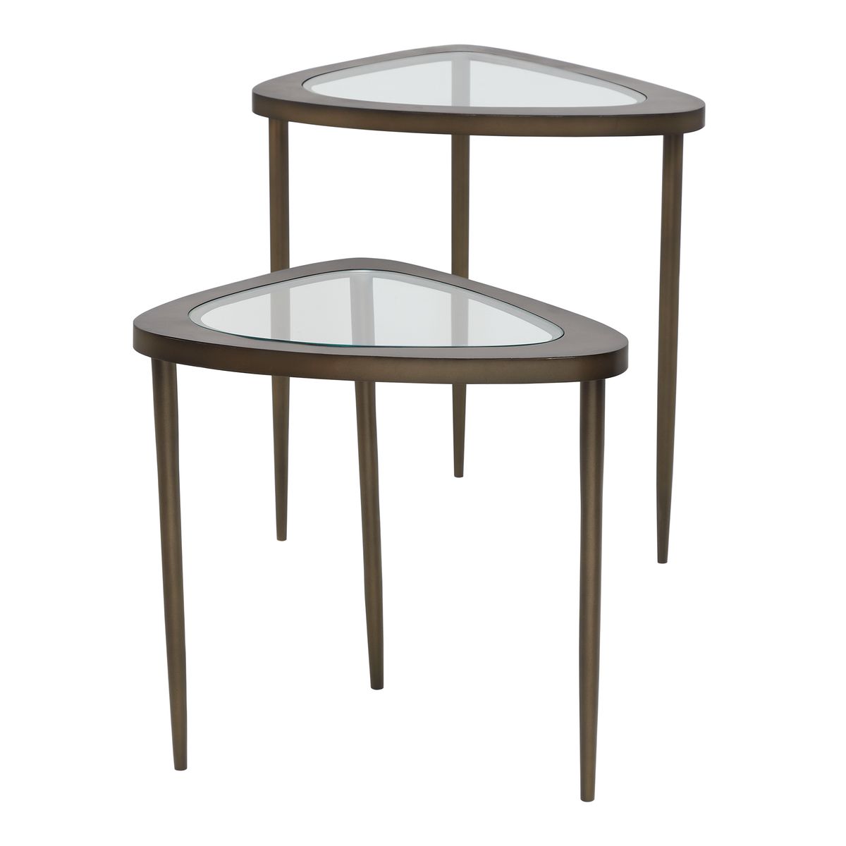 Alternate angle of the Millar Brass Glass Nesting Accent Tables S/2 by Uttermost