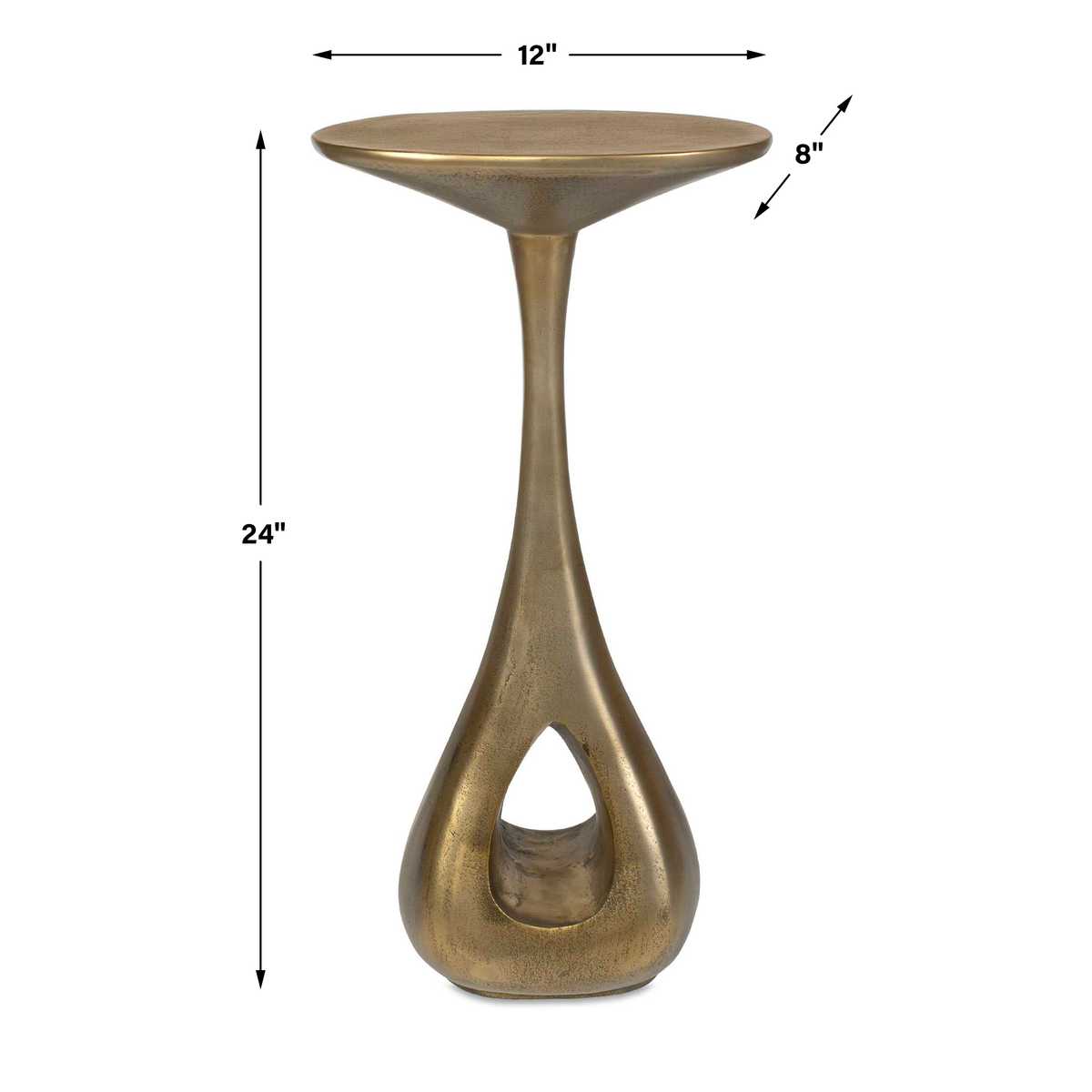 Dimension guide for the Tolstoy Antique Brass Indoor-Outdoor Accent Table accent table