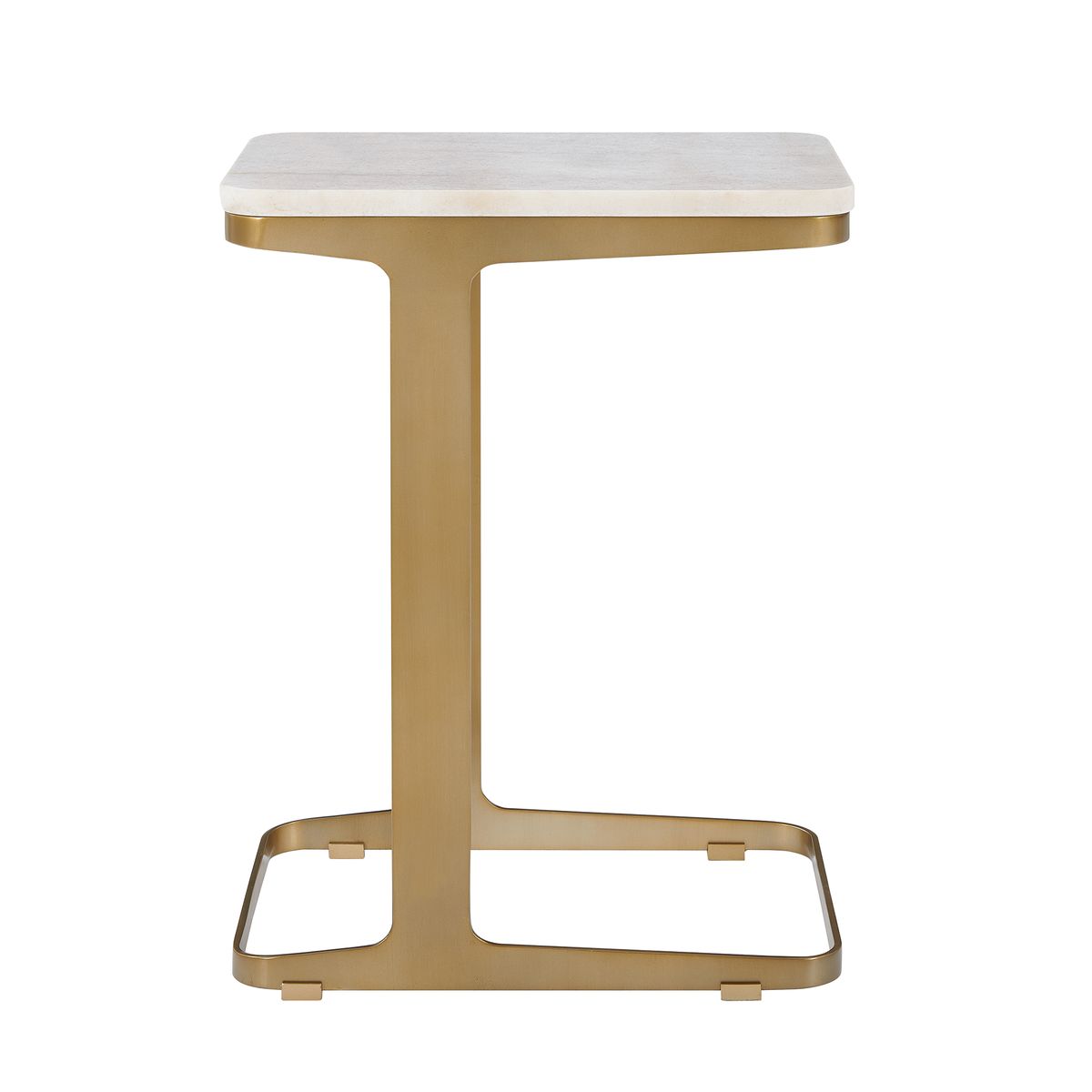 Detail view of the Tylan Brass and White Marble Accent Table