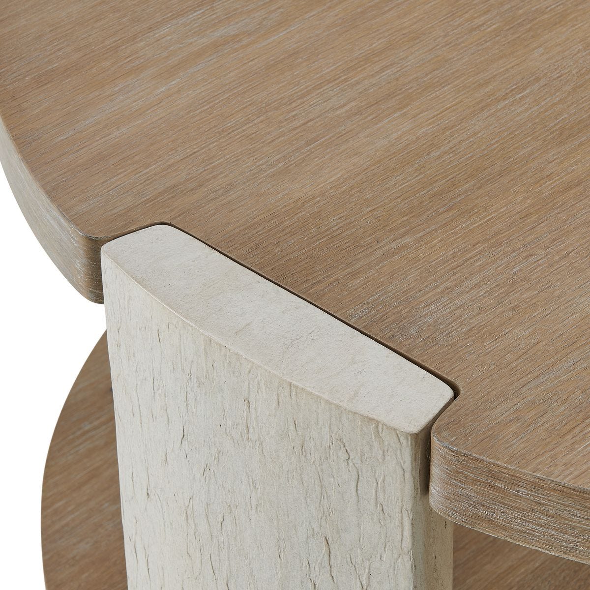 Detail view of the Maulet Oak Round Coffee Table