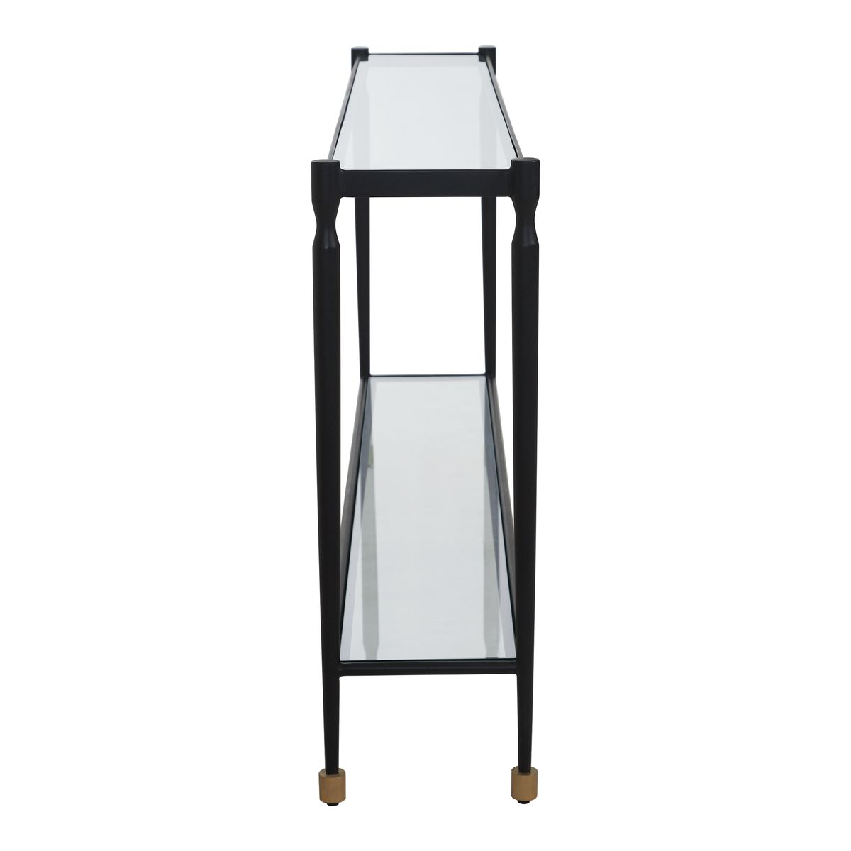 Alternate angle of the Javana Black Iron and Glass Console Table by Uttermost