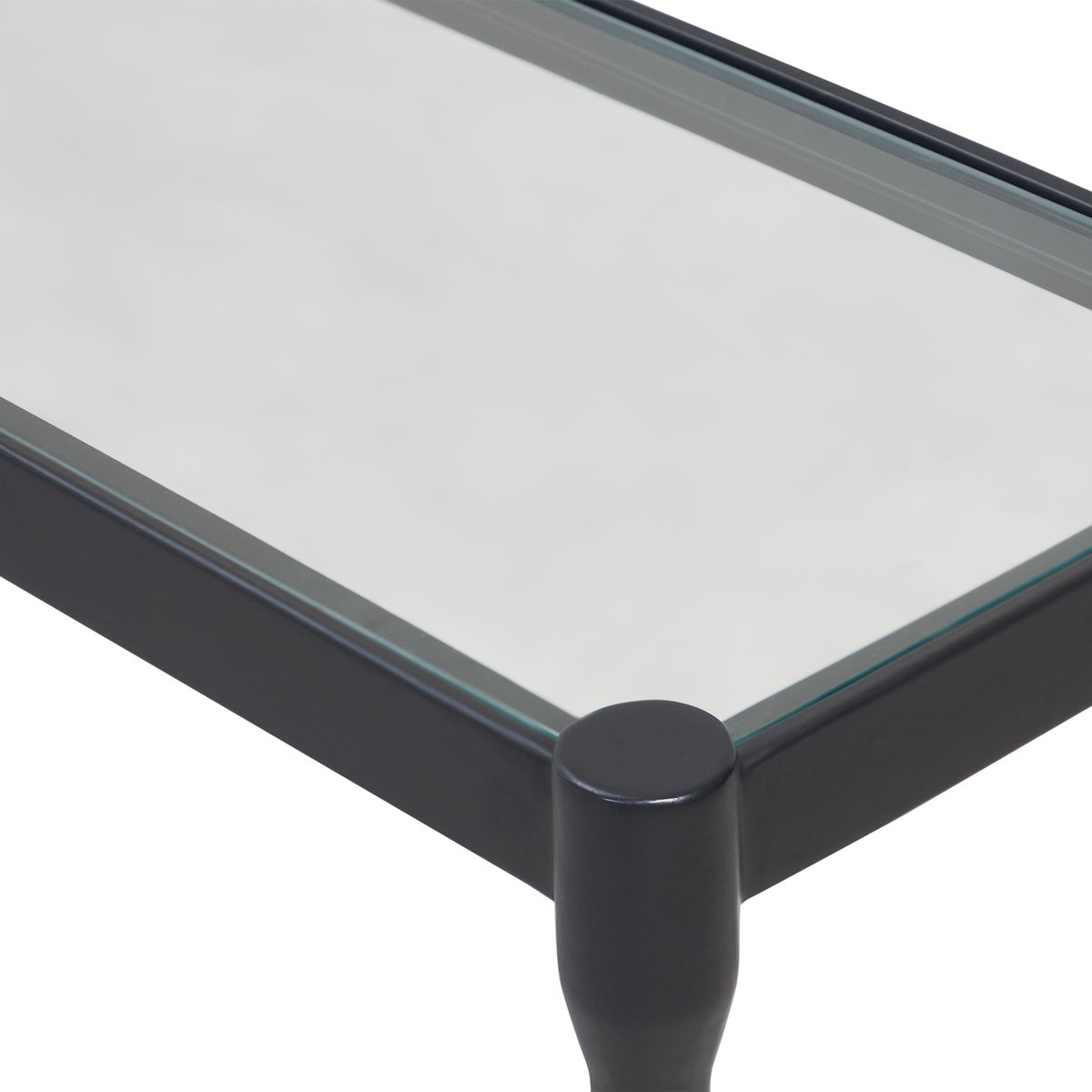Additional detail view of the Javana Black Iron and Glass Console Table