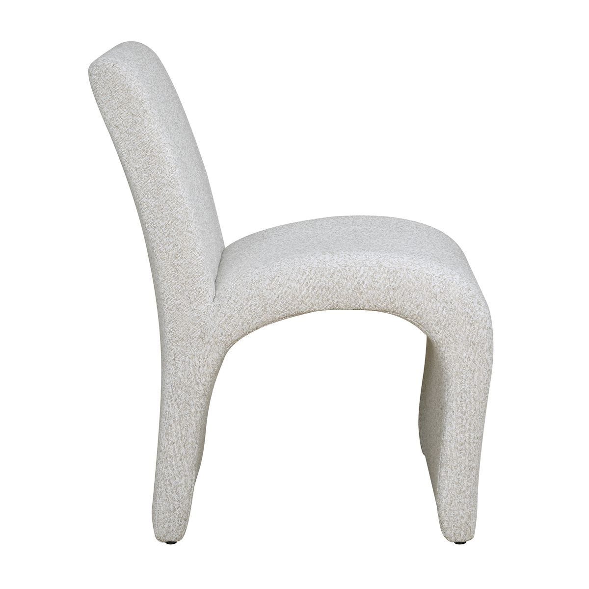 Detail view of the Valentin Beige Boucle Sculptural Dining Chair