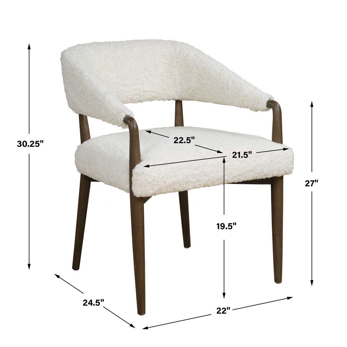 Dimension guide for the Austell Dark Walnut Faux Shearling Dining Chair dining chair
