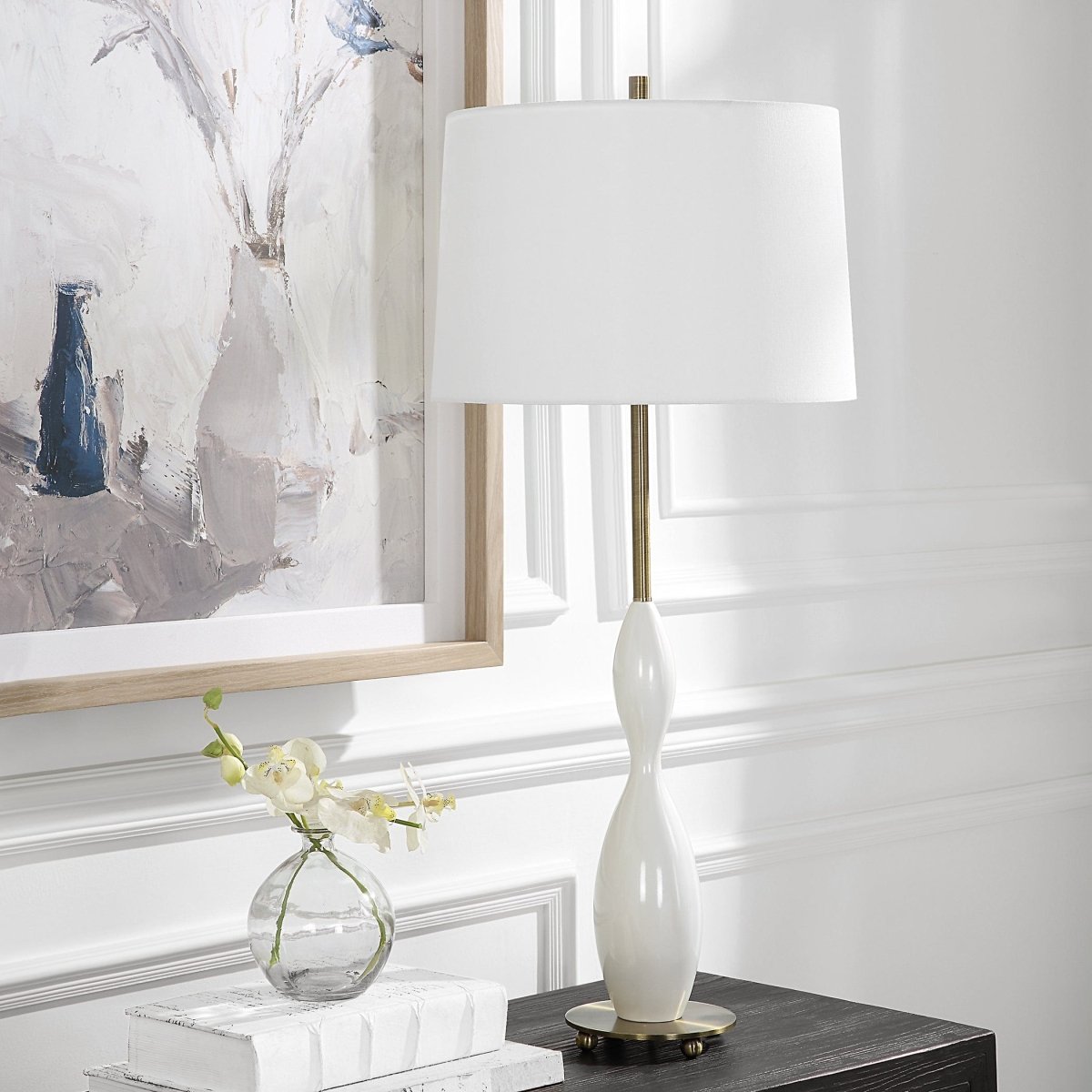 Annora Glossy White Table Lamp - Uttermost - by Modest Hut