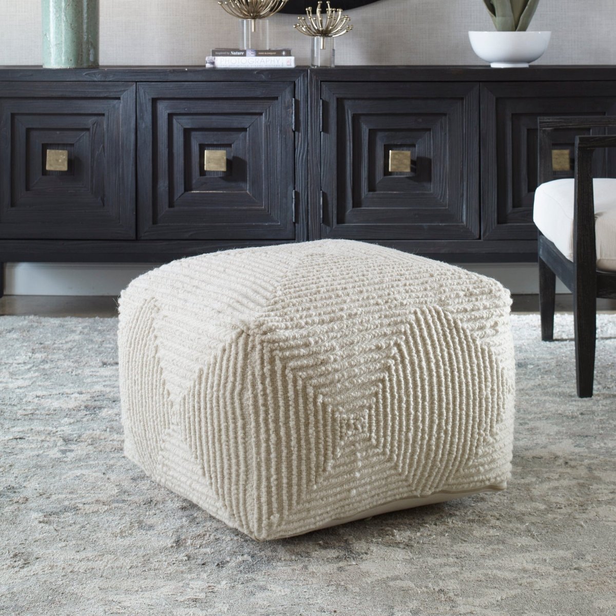 Sovanna Geometric Pouf - Uttermost - by Modest Hut