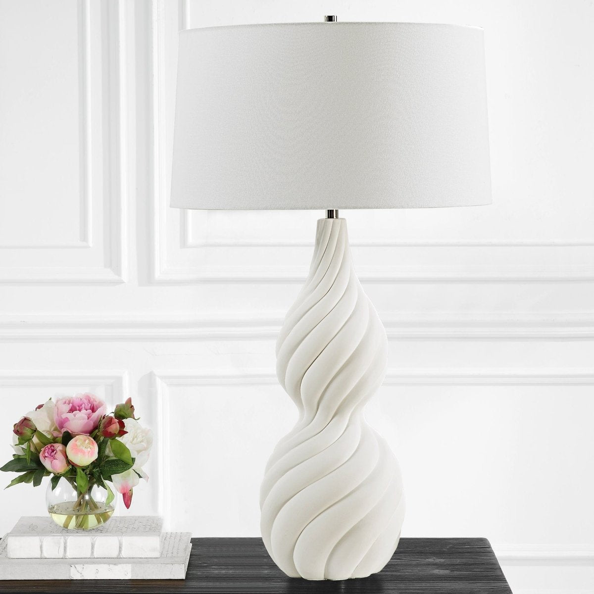 Twisted Swirl White Table Lamp - Uttermost - by Modest Hut